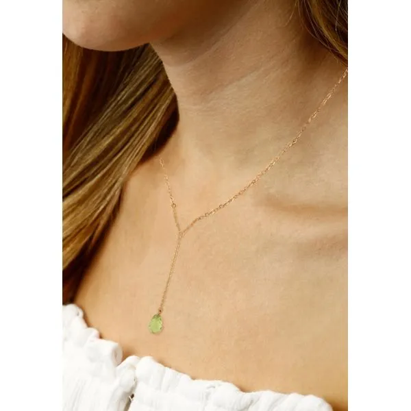Peridot Briolette Y-Drop Necklace Image 2 Blue Heron Jewelry Company Poulsbo, WA