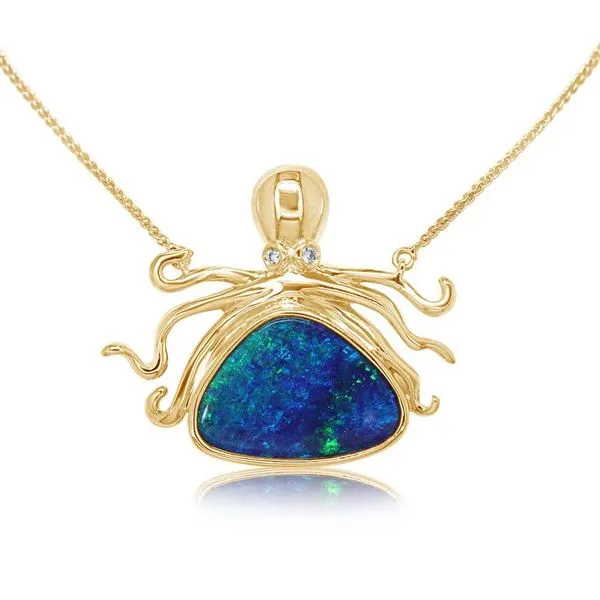 Australian Opal Octopus Figure Necklace Blue Heron Jewelry Company Poulsbo, WA