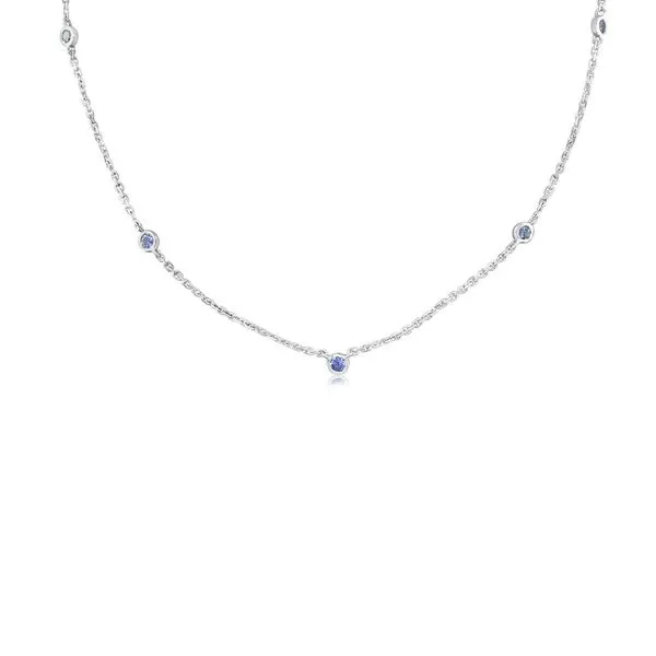 14k Gold Sapphire Station Necklace Blue Heron Jewelry Company Poulsbo, WA