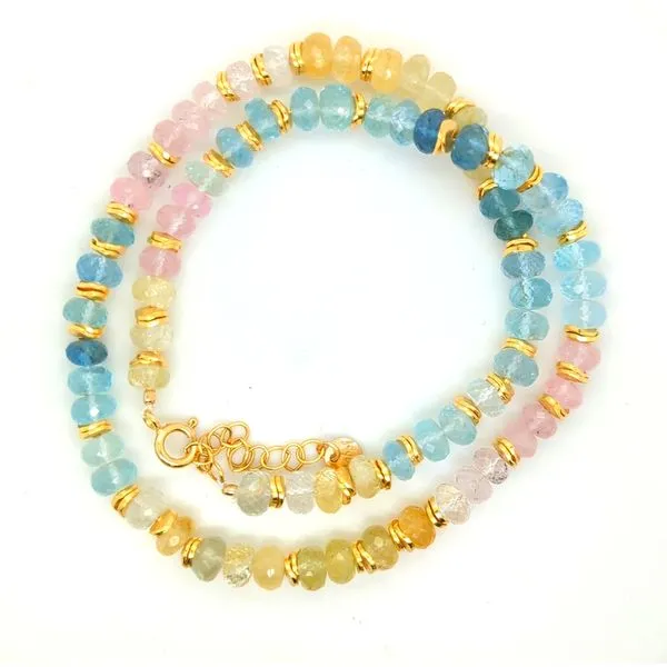Rainbow Aquamarine Beads Necklace Blue Heron Jewelry Company Poulsbo, WA