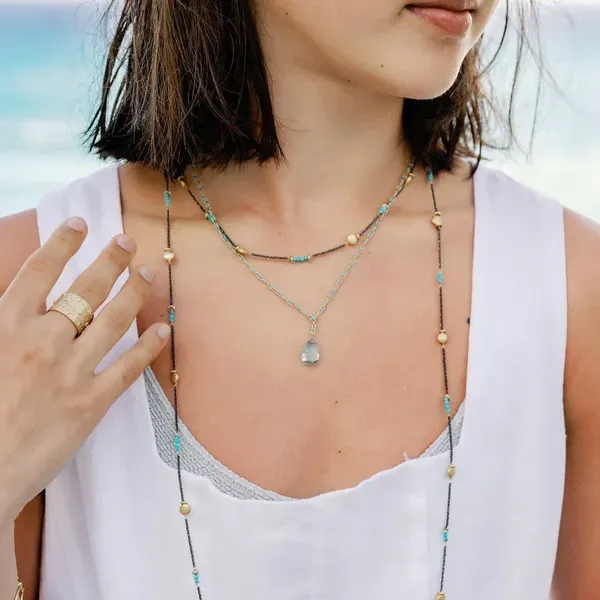 Half Moon Eclipse Turquoise Station Necklace Image 2 Blue Heron Jewelry Company Poulsbo, WA
