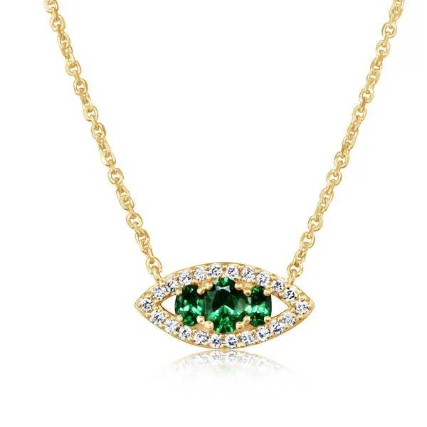 14k Gold Tsavorite Garnet & Diamond Halo Necklace 18