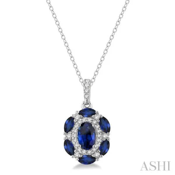 Oval Sapphire & Diamond Necklace Blue Heron Jewelry Company Poulsbo, WA