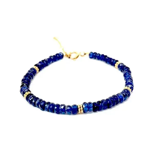 Kyanite Beaded Bracelet w/ Flower Spacers Blue Heron Jewelry Company Poulsbo, WA