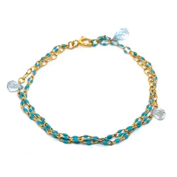 Double Chain Blue Enamel & Turquoise Bracelet Blue Heron Jewelry Company Poulsbo, WA