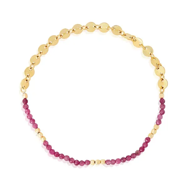Ruby & Gold Filled Beads Stretch Bracelet Blue Heron Jewelry Company Poulsbo, WA