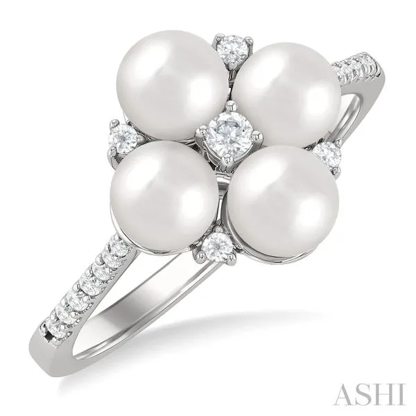 10k Gold Pearl & Diamond Cluster Ring Blue Heron Jewelry Company Poulsbo, WA