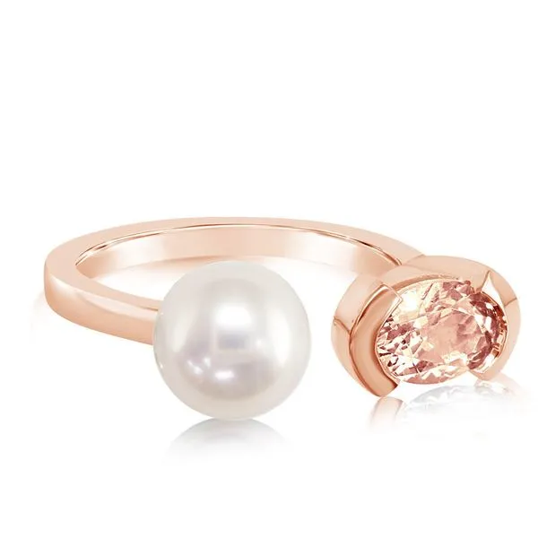 Apricot Pearl & Lotus Garnet Open Cuff Ring Blue Heron Jewelry Company Poulsbo, WA