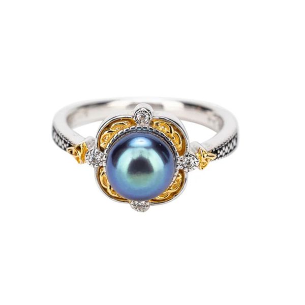 Silver & 10k Gold Peacock Pearl Ring Blue Heron Jewelry Company Poulsbo, WA