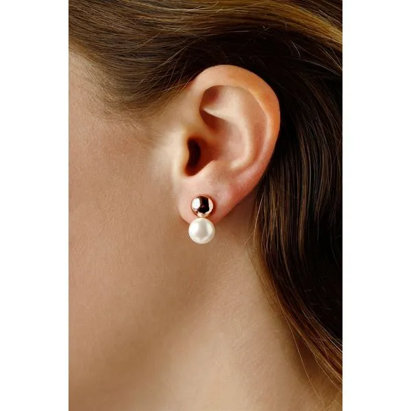 Rose Gold Pearl Convertible Drop Earrings Image 2 Blue Heron Jewelry Company Poulsbo, WA