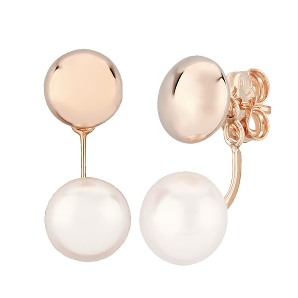 Rose Gold Pearl Convertible Drop Earrings Blue Heron Jewelry Company Poulsbo, WA