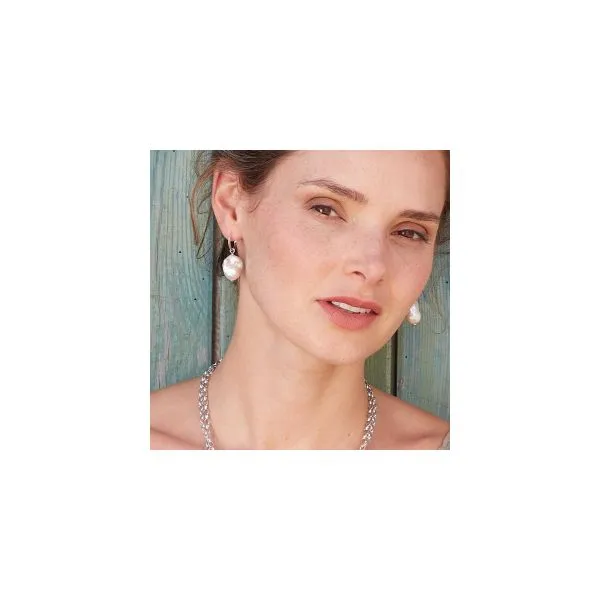 Baroque Pearl Hinged Hoop Earrings Image 2 Blue Heron Jewelry Company Poulsbo, WA