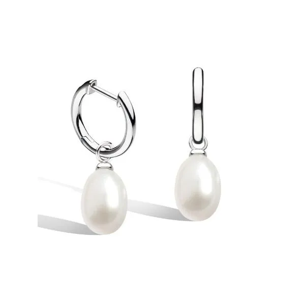 Revival Astoria Pearl Drop Hoop Earrings Blue Heron Jewelry Company Poulsbo, WA