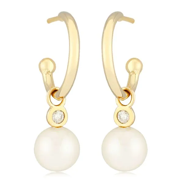 Freshwater Pearl & Diamond Hoop Earrings Blue Heron Jewelry Company Poulsbo, WA