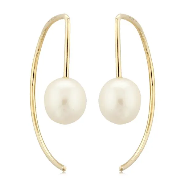 Curved Threader Freshwater Pearl Earrings Blue Heron Jewelry Company Poulsbo, WA