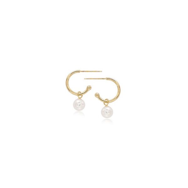 14k Yellow Gold Pearl Hoop Convertible Earrings Blue Heron Jewelry Company Poulsbo, WA