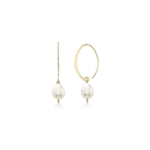 14k Yellow Gold Freshwater Pearl Simple Sweep Earrings Blue Heron Jewelry Company Poulsbo, WA