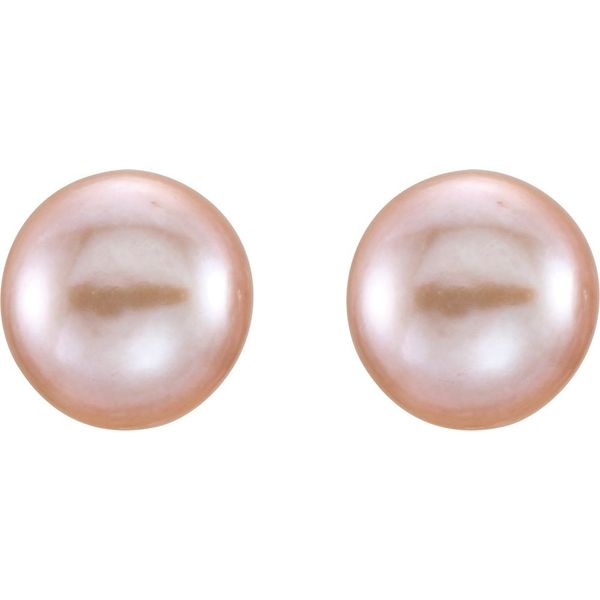 Cultured Freshwater Pink Pearl Stud Earrings Image 2 Blue Heron Jewelry Company Poulsbo, WA