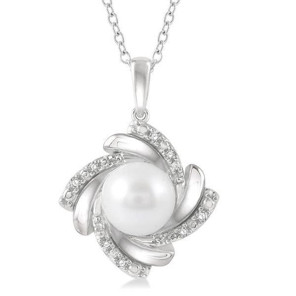 Silver Pearl & Diamond Pendant Blue Heron Jewelry Company Poulsbo, WA