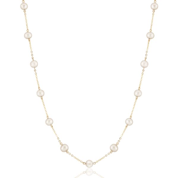 14k Yellow Gold Freshwater Pearl Station Necklace Blue Heron Jewelry Company Poulsbo, WA