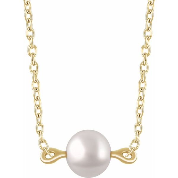14k Yellow Gold Dainty Freshwater Pearl Necklace Blue Heron Jewelry Company Poulsbo, WA