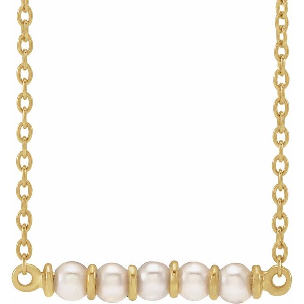 14k Gold Cultured Freshwater Pearl Bar Necklace Blue Heron Jewelry Company Poulsbo, WA