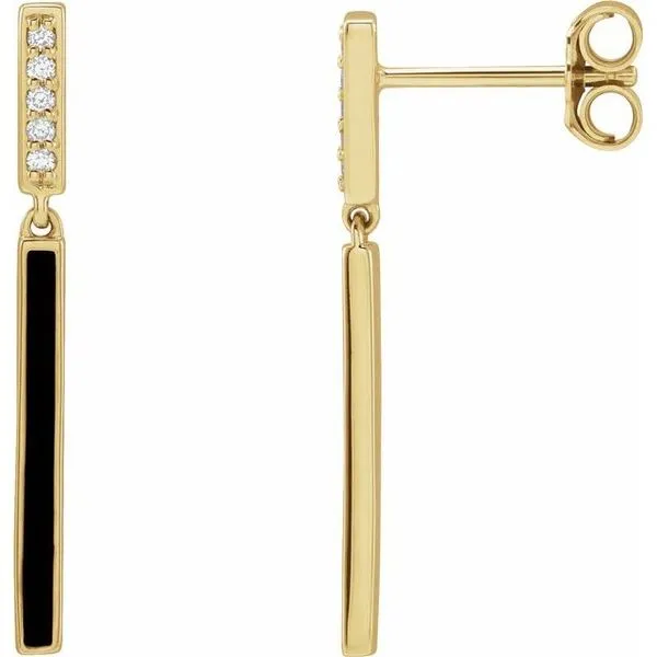 Black Enamel & Diamond Bar Earrings Blue Heron Jewelry Company Poulsbo, WA