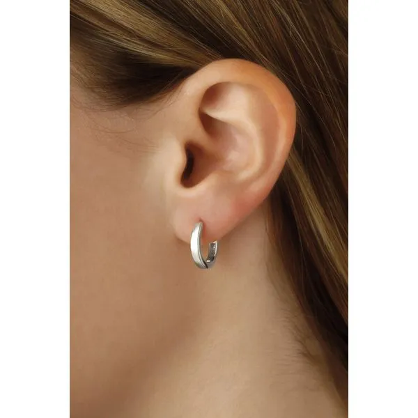 14k White Gold Huggie Hoop Earrings Image 2 Blue Heron Jewelry Company Poulsbo, WA