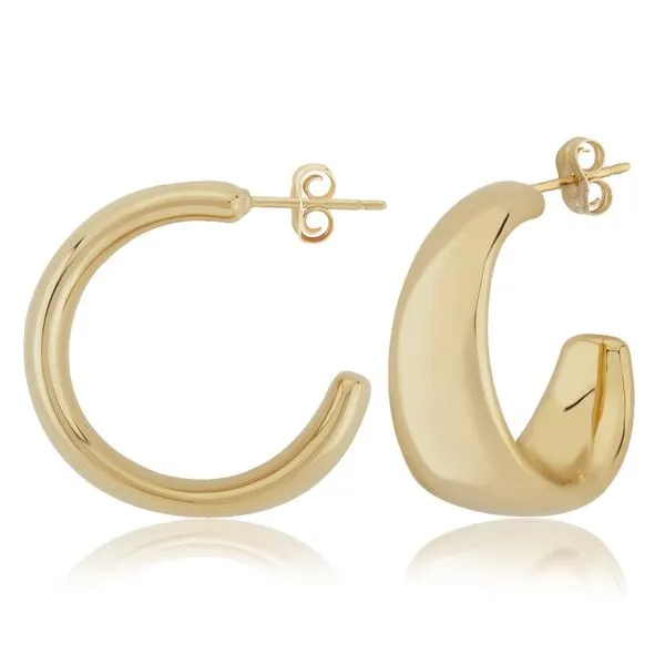 Yellow Gold Tapered Hoop Earrings Blue Heron Jewelry Company Poulsbo, WA