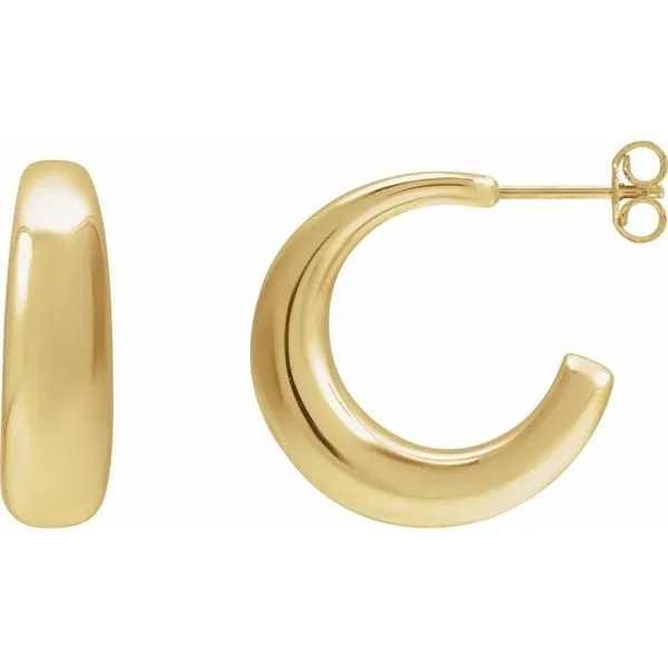 14k Yellow Gold Tapered Hoop Earrings Blue Heron Jewelry Company Poulsbo, WA