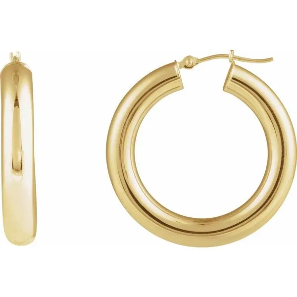 14k Yellow Gold 30mm Hoop Earrings Blue Heron Jewelry Company Poulsbo, WA
