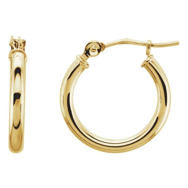 14k Yellow Gold 15mm Hoop Earrings Blue Heron Jewelry Company Poulsbo, WA