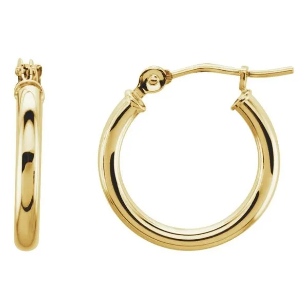 14k Yellow Gold 15mm Hoop Earrings Blue Heron Jewelry Company Poulsbo, WA
