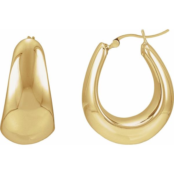 14k Yellow Gold Electroform Puffed Hoop Earrings Blue Heron Jewelry Company Poulsbo, WA