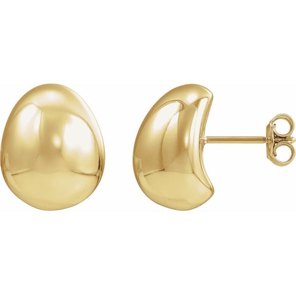 14k Yellow Gold Electroform Bean Stud Earrings Blue Heron Jewelry Company Poulsbo, WA