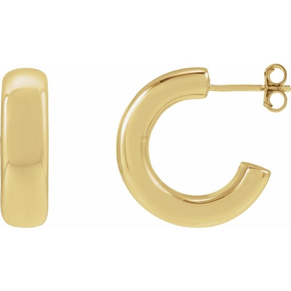14k Yellow Gold Electroform Puffed Hoop Earrings Blue Heron Jewelry Company Poulsbo, WA