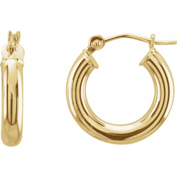 14k Yellow Gold Tube Hoop Earrings Blue Heron Jewelry Company Poulsbo, WA