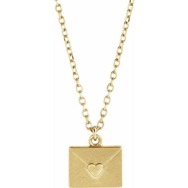 Love Letter 14K Gold Pendant and Chain Blue Heron Jewelry Company Poulsbo, WA