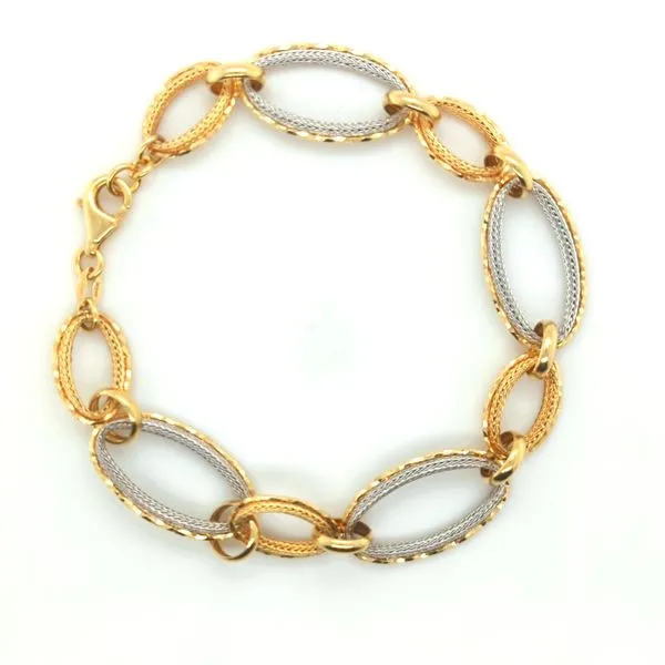 14k Gold Two-Tone Diamond-Cut Fancy Oval Link Bracelet Blue Heron Jewelry Company Poulsbo, WA