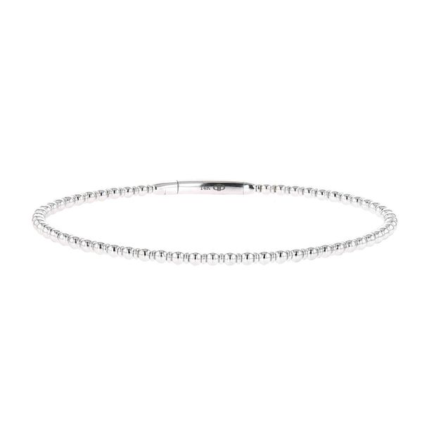 14k White Gold Flexible Beaded Bangle Blue Heron Jewelry Company Poulsbo, WA