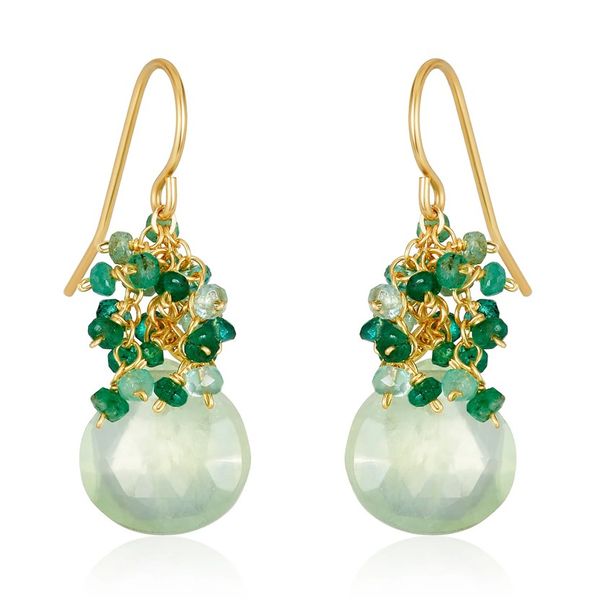 Light Green Prehnite w/ Emerald Rondels Drop Earrings Blue Heron Jewelry Company Poulsbo, WA