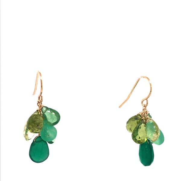 Peridot, Moss Aquamarine, & Tourmaline Drop Earrings Image 2 Blue Heron Jewelry Company Poulsbo, WA