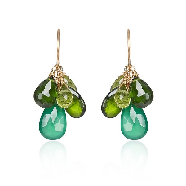 Peridot, Moss Aquamarine, & Tourmaline Drop Earrings Blue Heron Jewelry Company Poulsbo, WA