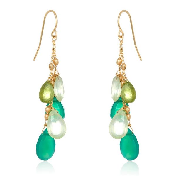 Green Onyx & Prehnite Briolette Dangle Earrings Blue Heron Jewelry Company Poulsbo, WA