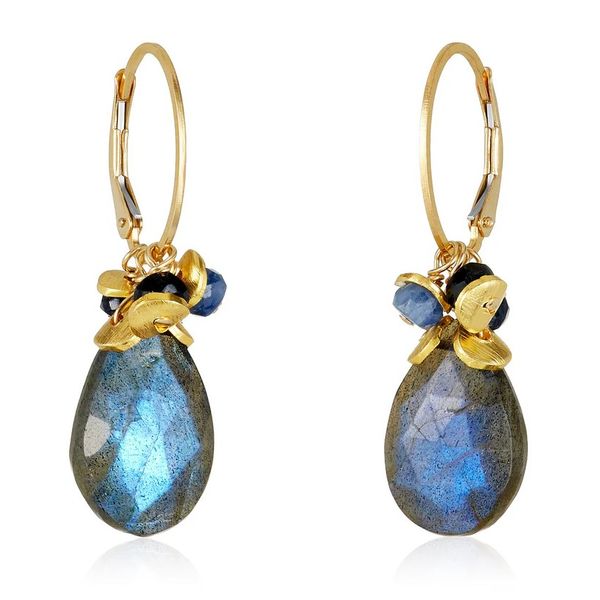 Faceted Labradorite Drop Earrings Blue Heron Jewelry Company Poulsbo, WA