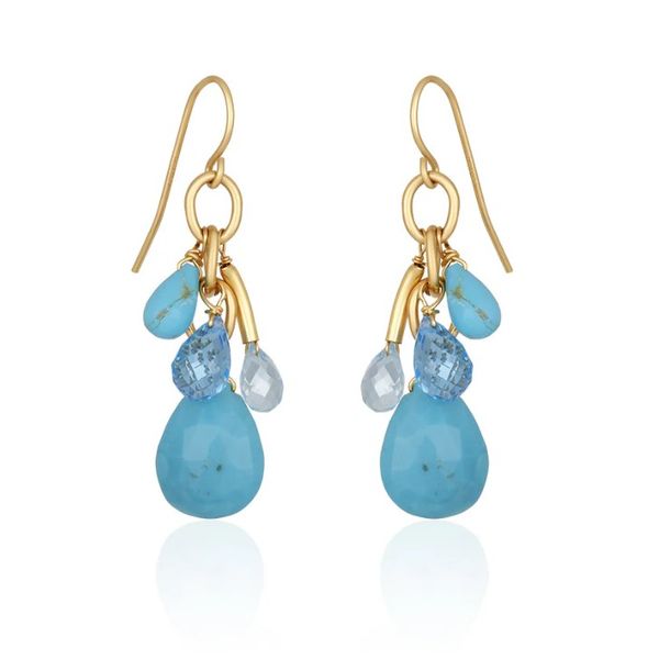 Turquoise & Blue Topaz Gemstone Drop Earrings Blue Heron Jewelry Company Poulsbo, WA