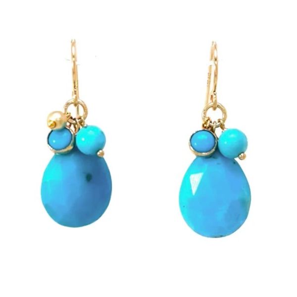Gold-Filled Turquoise Teardrop & Charm Cluster Earrings Blue Heron Jewelry Company Poulsbo, WA