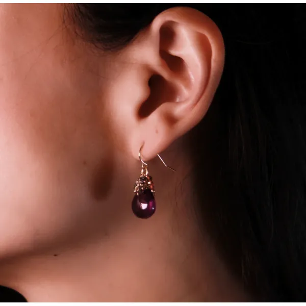 Amelia Amethyst & Garnet Drop Earrings Image 2 Blue Heron Jewelry Company Poulsbo, WA