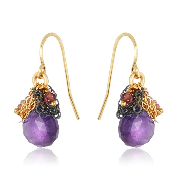 Amelia Amethyst & Garnet Drop Earrings Blue Heron Jewelry Company Poulsbo, WA