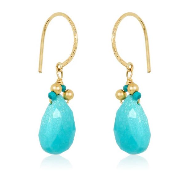 Gold-Filled Faceted Turquoise Drop Earrings Blue Heron Jewelry Company Poulsbo, WA